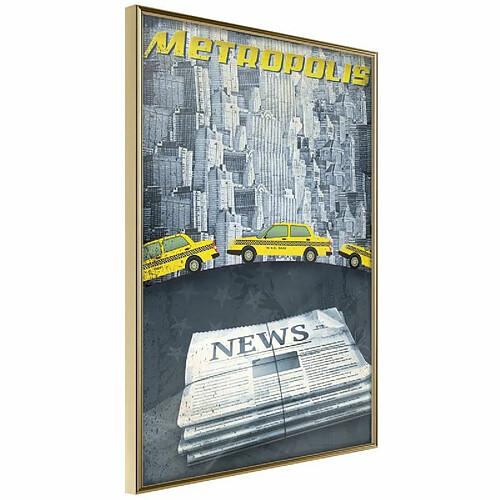 Paris Prix Affiche Murale Encadrée Metropolis News 40 x 60 cm Or