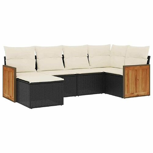 Maison Chic Salon de jardin 6 pcs avec coussins | Ensemble de Table et chaises | Mobilier d'Extérieur noir résine tressée -GKD93899