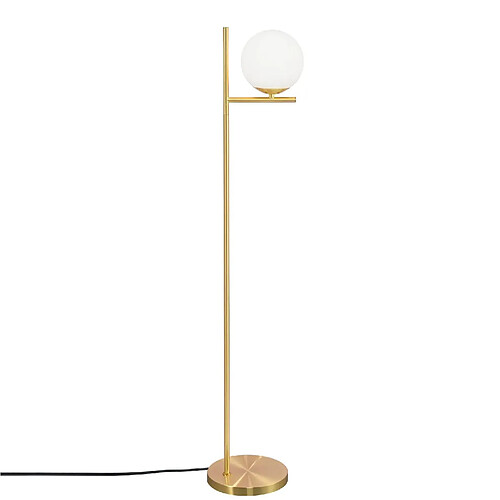 NETTLIFE Lampadaire doré industriel avec interrupteur au pied, design métallique en verre blanc, lampe sur pied E27 vintage, câble de 2 mètres