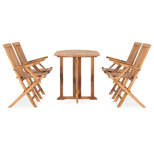 Maison Chic Mobilier à dîner pliable 5 pcs de jardin - Ensemble table et chaises d'extérieur - Salon/Mobilier de jardin classique Bois solide de teck -MN90647