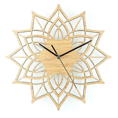 Universal Lotus bambou fleur horloge murale bois naturel table murale quartz horloge silencieuse