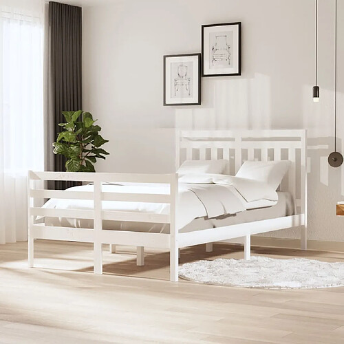 vidaXL Cadre de lit sans matelas blanc bois massif 120x200 cm