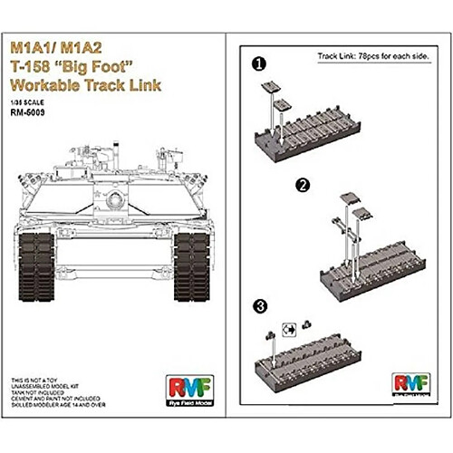 Rye Field Model Maquette Véhicule M1a1/m1a2 T-158 Big Foot Workable Track Link