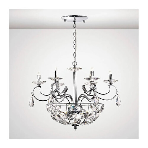 Luminaire Center Suspension Galilea 6+3 Ampoules G9 chrome poli/cristal