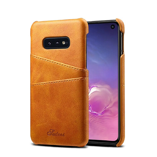 Wewoo Coque Souple Étui de protection Suteni Texture veau pour Galaxy S10 E avec fentes cartes Marron