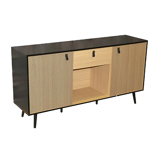 Urban Living Buffet contemporain effet bois Chelsea - L. 150 x H. 78 cm - Noir