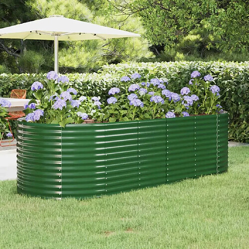 vidaXL Lit surélevé de jardin Acier enduit de poudre 249x100x68cm Vert