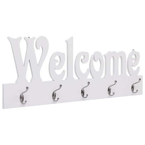 Decoshop26 Porte-manteau mural en MDF blanc motif WELCOME 74x29,5 cm DEC024226