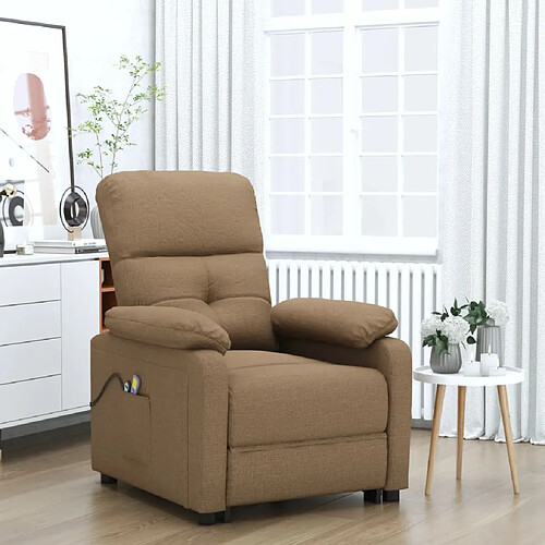 vidaXL Fauteuil électrique de massage Marron Tissu