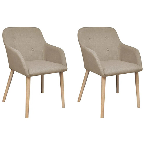 vidaXL Chaises à manger lot de 2 beige tissu et chêne massif