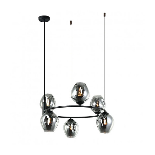 Luminaire Center Suspension moderne Roxane Noir 6 ampoules