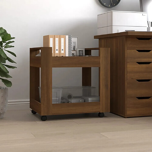 vidaXL Chariot de bureau Chêne marron 60x45x60 cm Bois d'ingénierie