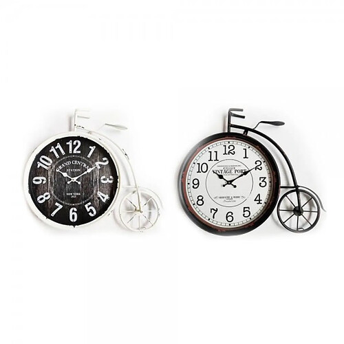 Look & Feel Horloge Murale DKD Home Decor Verre Noir Bicyclette Blanc Fer (60 x 6 x 50 cm) (2 pcs)