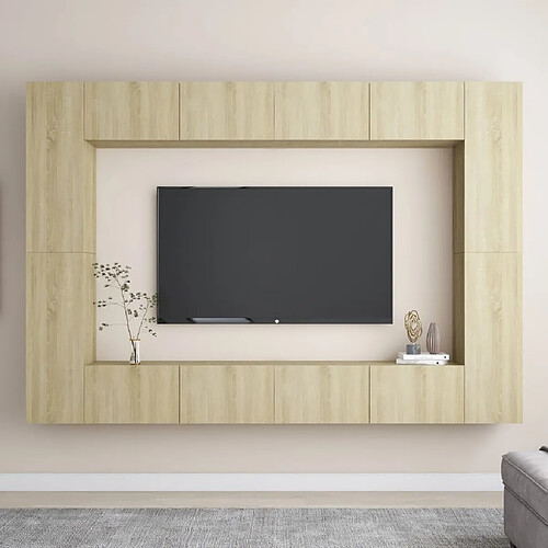 vidaXL Ensemble de meubles TV 8 pcs Chêne sonoma Bois d'ingénierie