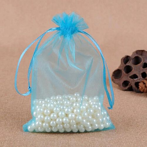 Wewoo 100 PCS Sac Cadeau Bijoux Organza Anniversaire De Mariage Pochettes DessinsTaille Du 20x30cm Lac Bleu