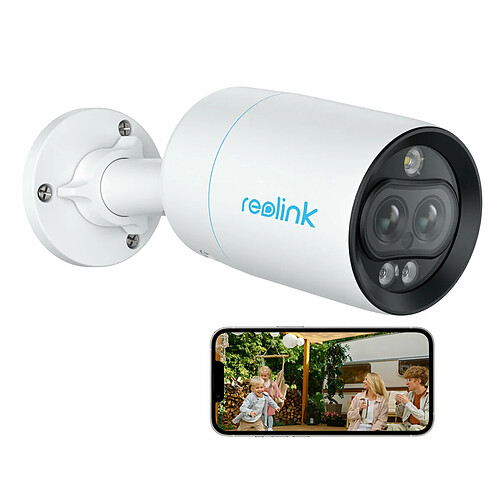 Reolink 8MP Caméra Surveillance Extérieure PoE, Double Objectif et Double Vue, Vue à grand angle & rapprochée, Détection Intelligente, Vision Nocturne Couleur avec Projecteurs