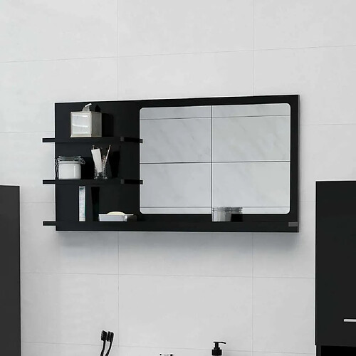 Maison Chic Miroir moderne de salle de bain,Décoration Miroir mural Bain Noir 90x10,5x45 cm Aggloméré -MN38233