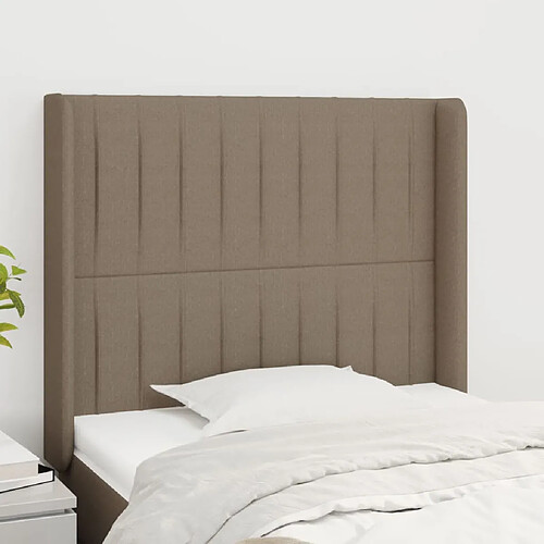 vidaXL Tête de lit avec oreilles Taupe 103x16x118/128 cm Tissu