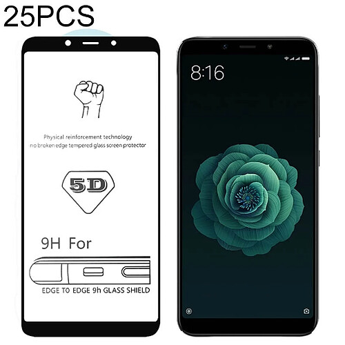 Wewoo Film de verre trempé de plein écran de 25 PCS 9H 5D avec colle pour Xiaomi Mi 6X / A2
