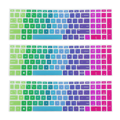 3x Couverture De Peau De Clavier D'ordinateur Portable En Silicone Pour HP 15.6 ''BF Ordinateur Portable Arc-en-ciel