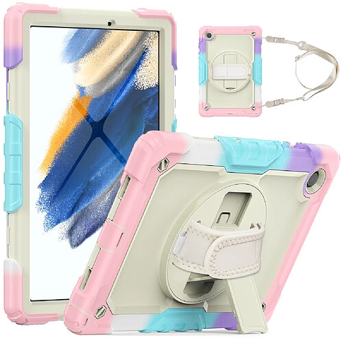 Coque en silicone avec béquille pivotante et bandoulière Camouflage rose pour votre Samsung Galaxy Tab A8 10.5 (2021) Wi-Fi SM-X200/LTE SM-X205