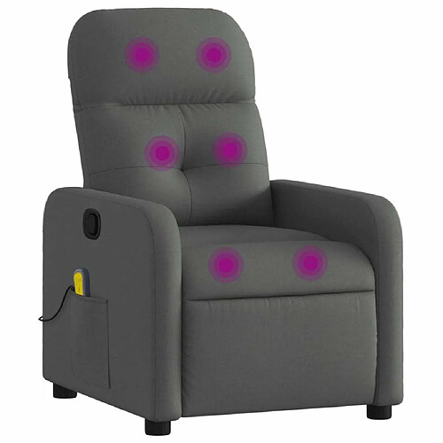 Maison Chic Fauteuil Relax pour salon, Fauteuil de massage inclinable Gris foncé Tissu -GKD33244