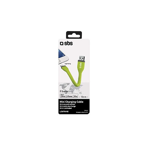 SBS S.p.a. tecableligshflatg Charge et synchronisation USB Lightning MFI Câble Vert