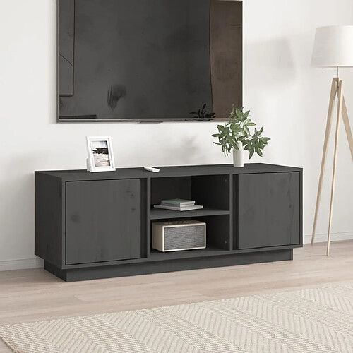 Maison Chic Meuble TV scandinave - Banc TV pour salon Gris 110x35x40,5 cm Bois de pin massif -MN18368