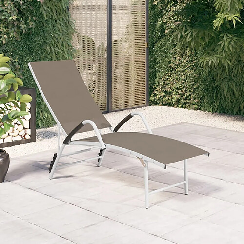 vidaXL Chaise longue Textilène et aluminium Taupe