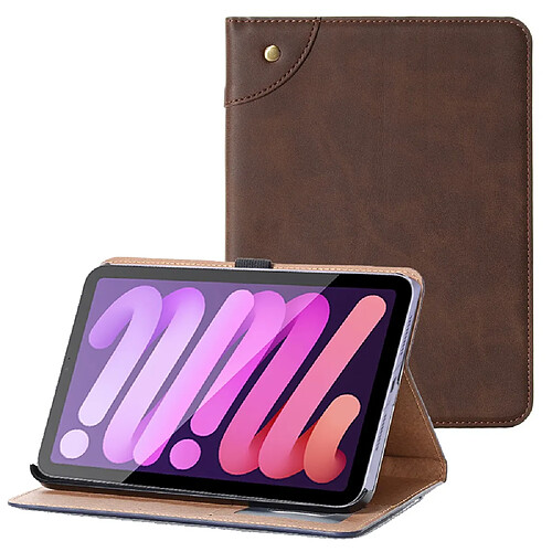 Etui en PU style rétro avec support marron pour votre Apple iPad mini (2021)