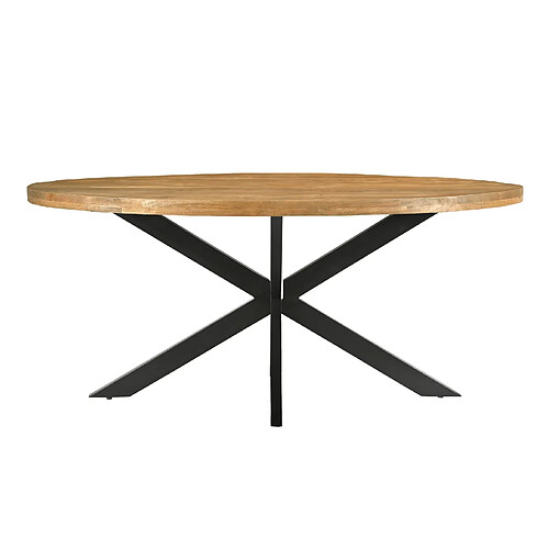 Moloo BARI-Table à manger Ovale 8/10 p L.210 cm, Manguier et métal noir