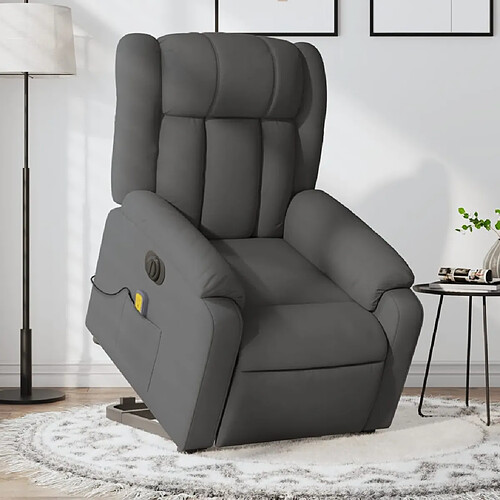 vidaXL Fauteuil inclinable de massage électrique Gris foncé Tissu