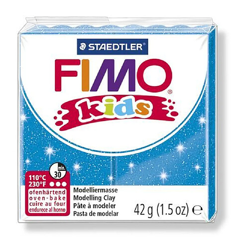 Pâte Fimo Kids 42 g Bleu pailleté 8030.312 - Fimo