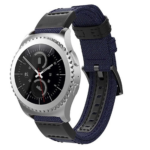 Wewoo Bracelet pour montre connectée en cuir et Samsung Gear S2 / Galaxy Active 42 mmtaille du 135 + 96 mm bleu