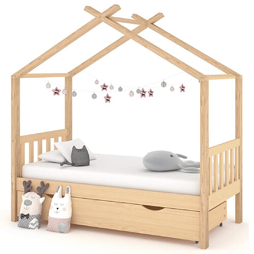 vidaXL Cadre de lit enfant avec tiroir bois de pin massif 80x160 cm