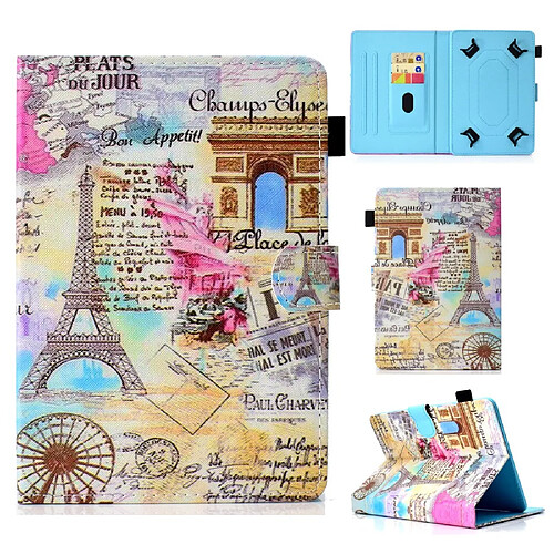 Etui en PU universel motif arc de triomphe et la tour eiffel pour votre Tablet 7-inch