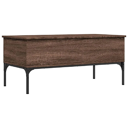 Maison Chic Table basse pour salon | Table à café chêne marron 100x50x45cm bois d'ingénierie et métal -GKD27614