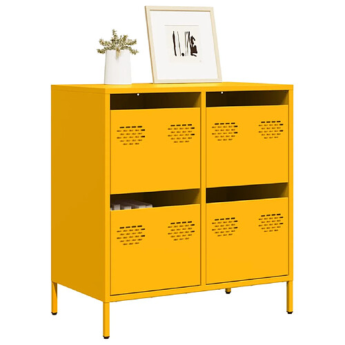 vidaXL Buffet jaune moutarde 68x39x73,5 cm acier laminé à froid