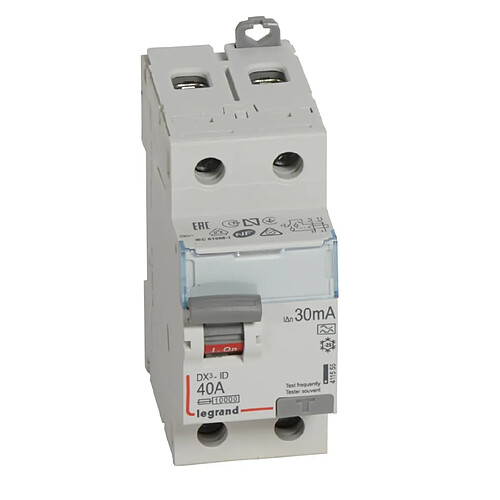 interrupteur différentiel legrand dx3 40a 30ma 2 poles type a - vis / vis