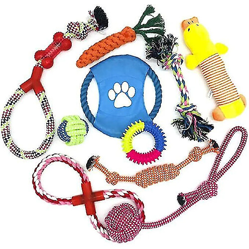 Jouets de dentition pour chiots, 10 jouets de corde en coton 100% naturel pour petits et moyens chiens.