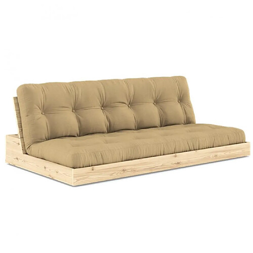 Inside 75 Canapé lit futon BASE beige blé couchage 130cm dossiers coffres