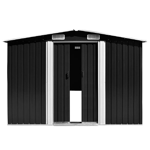 Helloshop26 Abri de jardin cabane cabanon maison de stockage remise extérieur hangar outils robuste 257 x 580 x 181 cm métal anthracite 02_0022174