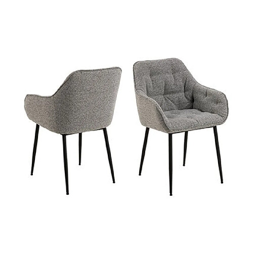 Mes Lot de 2 fauteuils repas en tissu bouclette gris - BROOK