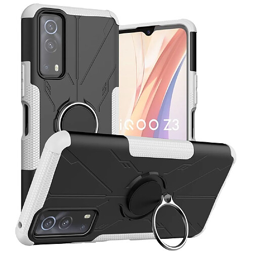 Coque en TPU antichoc, anti-chute avec béquille pour votre Vivo iQOO Z3/Y72 5G/Y53s - blanc