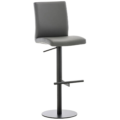 Decoshop26 Tabouret de bar x1 réglable en hauteur et pivotant à 360° plateforme ronde en métal noir assise en PVC gris 10_0004569