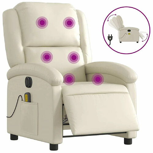 Maison Chic Fauteuil Relax pour salon, Fauteuil de massage inclinable électrique crème similicuir -GKD13318