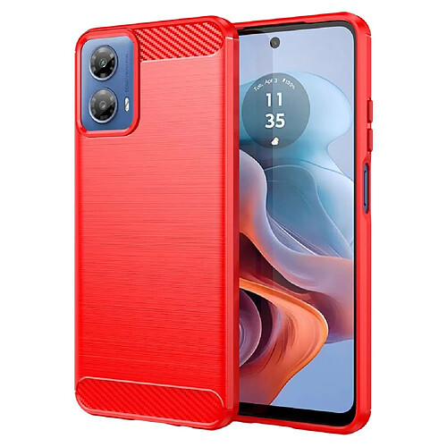 Htdmobiles Coque pour Motorola Moto G34 5G - housse etui silicone gel carbone + verre trempe - ROUGE