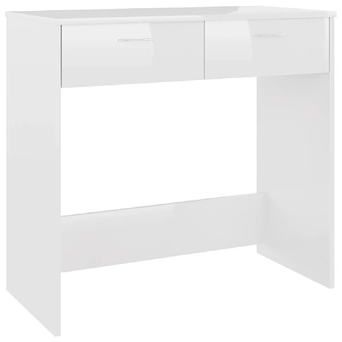 Maison Chic Bureau,Table de travail,bureau de travail pour chambre Blanc brillant 80x40x75 cm Aggloméré -GKD44093