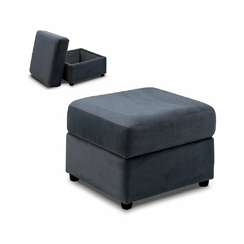 Inside 75 Pouf COFFRE DREAMER velours gris anthracite