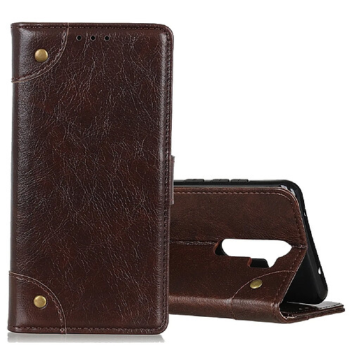 Wewoo Housse Coque Pour OPPO A9 2020 Etui à rabat horizontal en cuir avec boucle cuivre et texture supportfentes cartes et portefeuille café